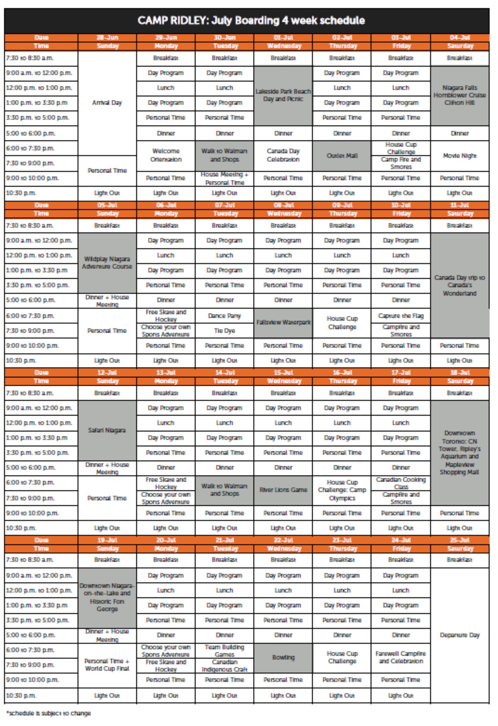 리들리컬리지 시간표1