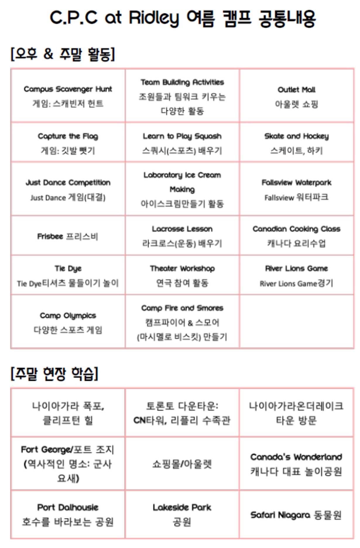 리들리 컬리지 캠프14