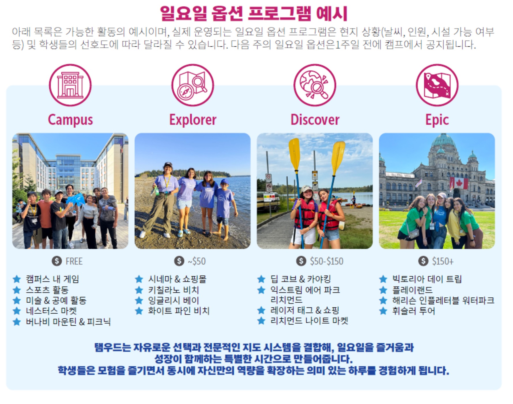 탐우드 밴쿠버 SFU 프로그램 예시