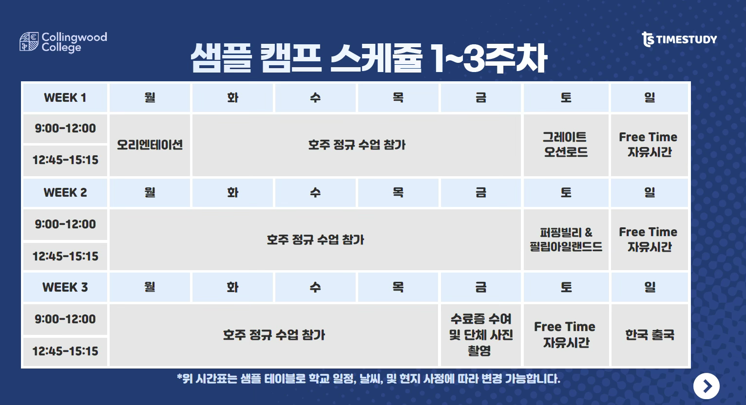 콜링우드 컬리지 스쿨링캠프
